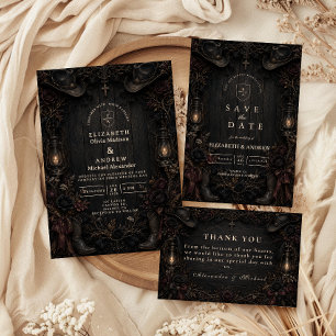 Dunkle Country-Goth-Hochzeit Dankeskarte