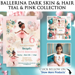 Ballerina Girl Birthday Dark Skin Individuelle Nam Geschenkpapier