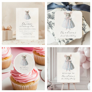 Erste Geburtstagsmuse Whimsistische Viktorianisch  Quadratischer Aufkleber