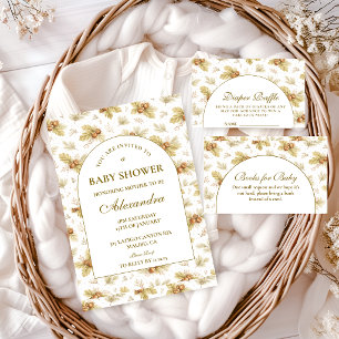 Neutrale Waldblätter-Baby-Party Einladung