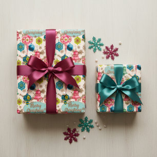 Funky Bright Retro Christmas Geschenkpapier Set