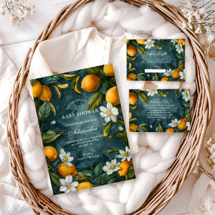 Botanischer Zitrusgarten-Baby-Shower-Windeltausch Begleitkarte