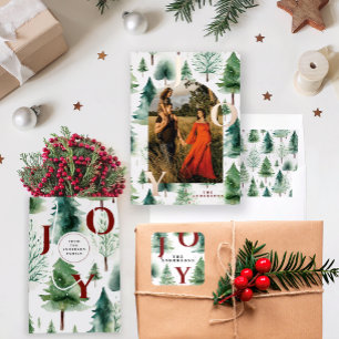 Weihnachtsbaumen Grüne Holiday Joy Quadratischer Aufkleber