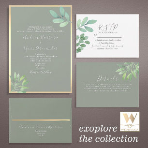 Botanical Sage Green Wedding Vielen Dank Runder Aufkleber
