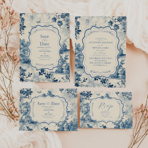 Viktorianische Dusty Blue Save The Date