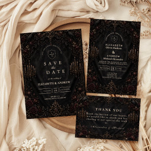 Luxuriöse viktorianische Gothic-Hochzeit Save The Date