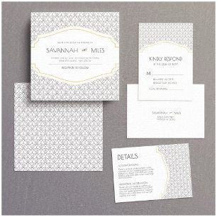 Art Deco Wedding Details Card Beilage Dankeskarte