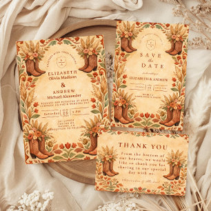Boho-Western-Gartenhochzeit Dankeskarte