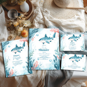 Hai unter der Kinderdusche der Meerestiere Einladung