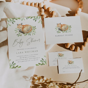 Woodland Fox Baby Showdusche Windeln Raffle Ticket Begleitkarte