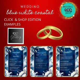 Hochzeitsprogramm für blaue und weiße Küsten Programm