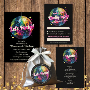 Retro 70er Party Disco Kugel Glanz Glamour Hochzei Runder Aufkleber