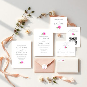 Klassische Minimalistische Hochzeit mit rosa Rose Runder Aufkleber