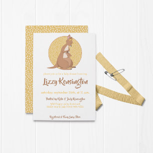 Kangaroo Baby Girl Dusche Pink Einladung