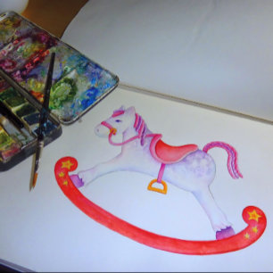 Belagtes Baby Duschrockpferd traf Baby Red Einladung