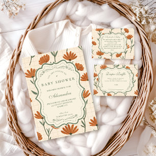 Warme Baby-Party im Wildblumen-Stil Einladung