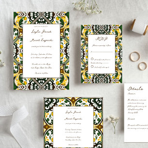 Vintage Hochzeit in grüngelben, mediterranen Kache Geschenkschachtel