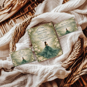 Smaragd-Gartenrose Quinceañera Einladung