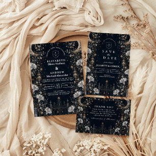 Gothic Dark Celestial Hochzeit Dankeskarte