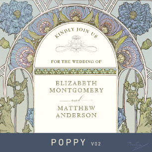 Poppy Wedding Einladungen Jugendstil von Mucha
