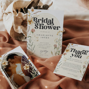 Little Wildblume Boho Arch Baby Girl 1. Geburtstag Einladung