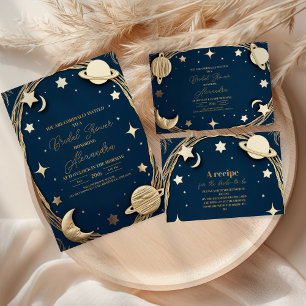 Navy Gold Celestist Crescent Moon Brautparty Pappteller