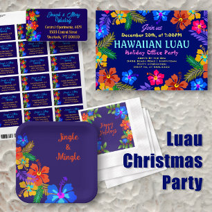 Hawaiian Luau Holiday Party Hibisken in Holly Einladung