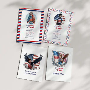 Patriotic Eagle & Boy All American Birthday Karte