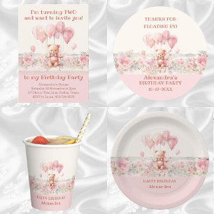 Teddy Bear Pink Balloons Girl's Birthday Vielen Da Geschenktütchen