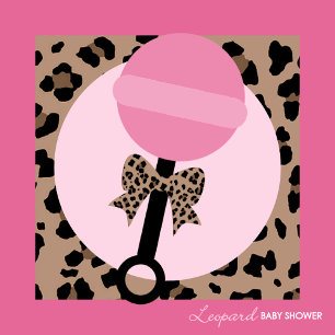 Leopard und Pink Baby Dusche Weinetikett
