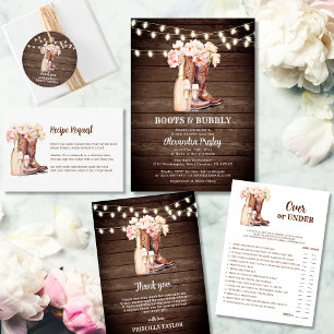 Cowgirl Boots Rustic Brautparty RECIPE ANFRAGE Begleitkarte