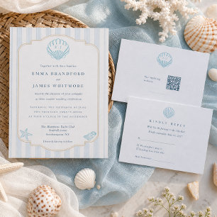 Elegante Küsten-Muschel-Hochzeit - Save the Date Einladung