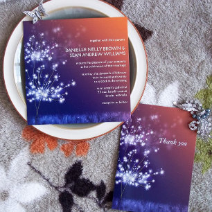 Sunset Dandelions Floral Wedding Einladung