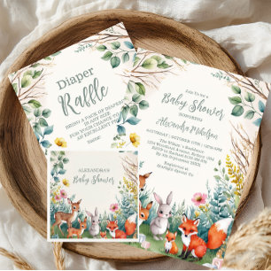 Moderne Waldtiere Walddiapper Raffle Begleitkarte