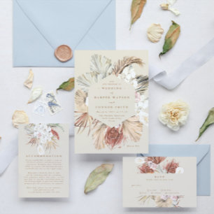 Cream Beige Pampas Grass Floral Jungle Wedding Begleitkarte