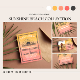 Sunshine Beach Destination Ocean Wedding Card Einladung