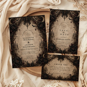 Vintage viktorianische gothische Hochzeit Save The Date