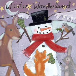 Snowman und Waldtiere Kissen