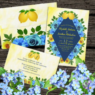 Sunny Lemon Floral Wedding Einladung