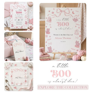 Rosa Unsere kleine Boo kommt bald Baby-Party  Quadratischer Aufkleber