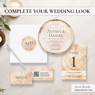 Baumrinde Rustikale Hochzeit Einladung