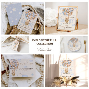 Bear Balloons Bearly Wait Baby Boy Dusche Button