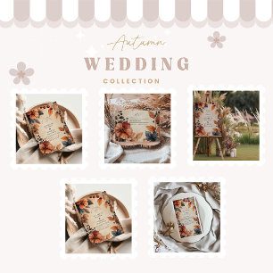 Moody Fall Floral Wedding Vintag Style Einladung