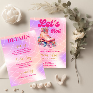 Disco Pink Retro Roller Skaten Bachelorette Teil Runder Aufkleber