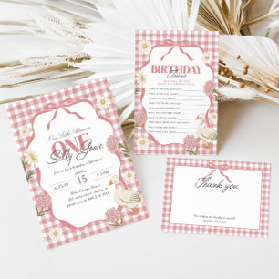 Ein Alberner Gänsehornhaubenkern Pink 1. Geburtsta Einladung