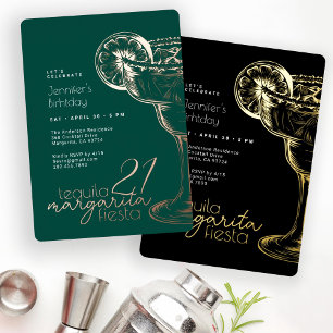 Modern Green Margarita Fiesta Birthday Party Runder Aufkleber