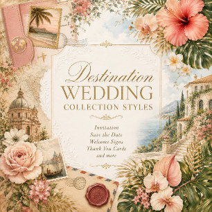Tropical Passport-Hochzeit in Blush Gold Dankeskarte