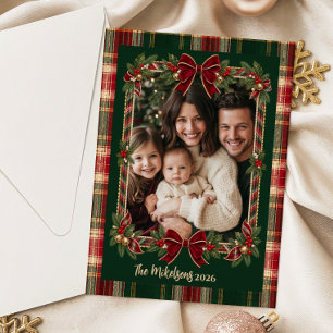 Foto Traditioneller Karierter Weihnachts-Tartan-Ch Feiertagskarte