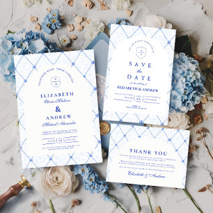 Blau Weiß Porzellan Chinoiserie Hochzeit RSVP Karte