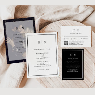 Minimal und Chic   Traditioneller Code und QR-Code RSVP Karte